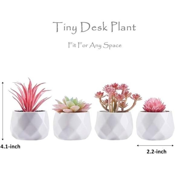 Small Fake Desk Plant – Pink Desk Decor for Women - Artificial Succulent Plants - Picture 6 of 6